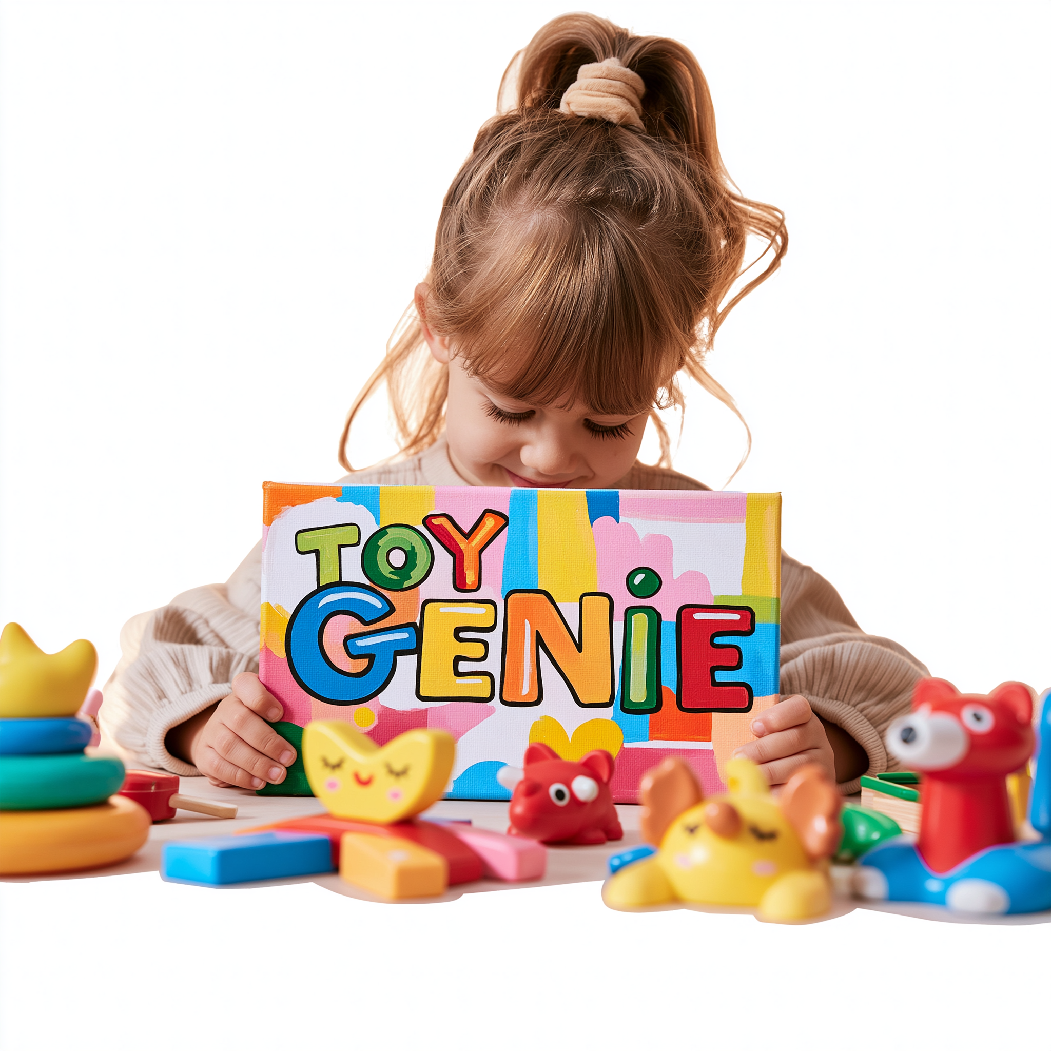 Natural wooden Montessori stacking toys on a sunshine-yellow backdrop