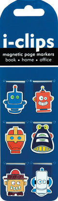 Robots Shaped I-Clips Magnetic Page Markers (Set of 6 Magnetic Bookmarks). by Peter Pauper Press Inc