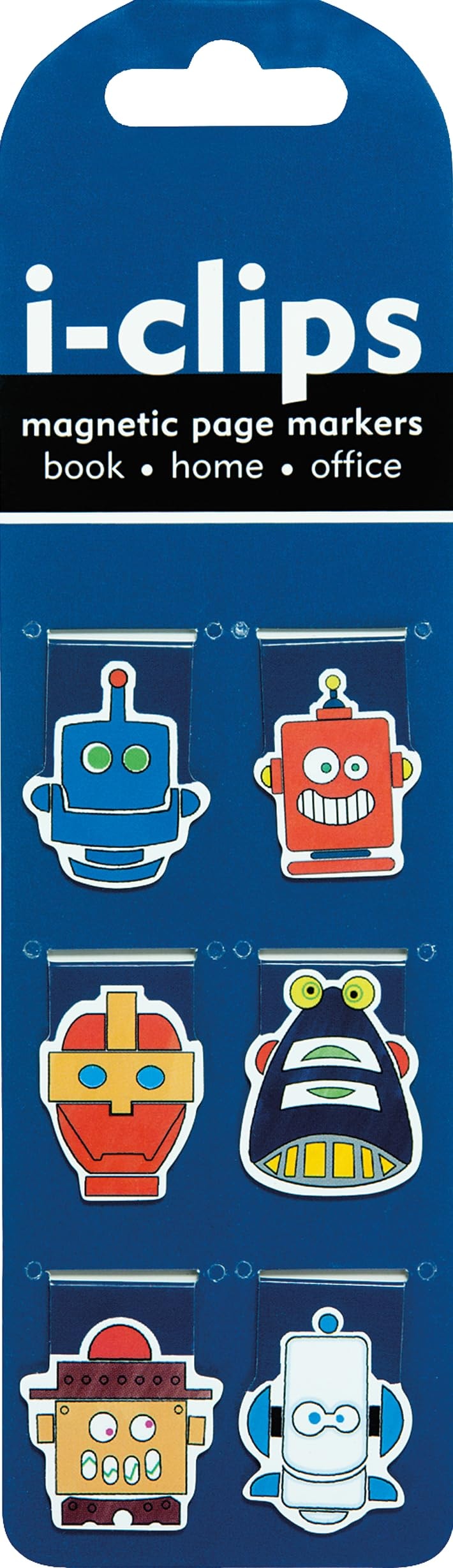 Robots Shaped I-Clips Magnetic Page Markers (Set of 6 Magnetic Bookmarks). by Peter Pauper Press Inc