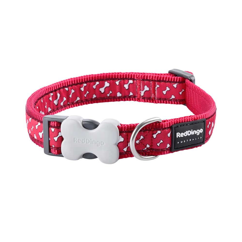 Dog Collar Flying Bones Red