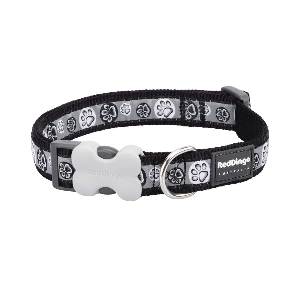 Dog Collar Paw Impressions Black
