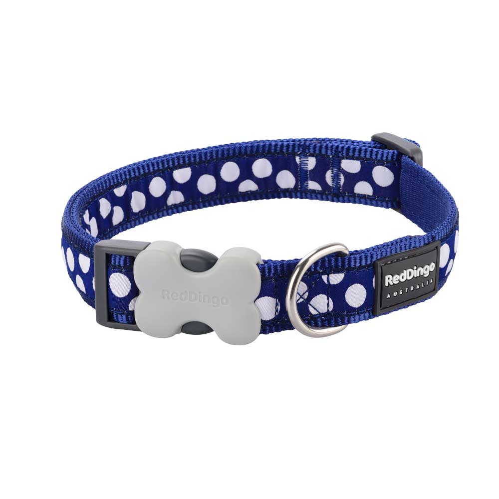 Dog Collar White Spots on Navy