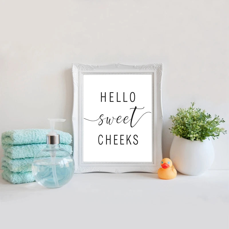 Funny Bathroom Wall Art Prints Black and White Minimalist Toilet Posters Canvas Painting Bathroom Wall Decoration Pictures
