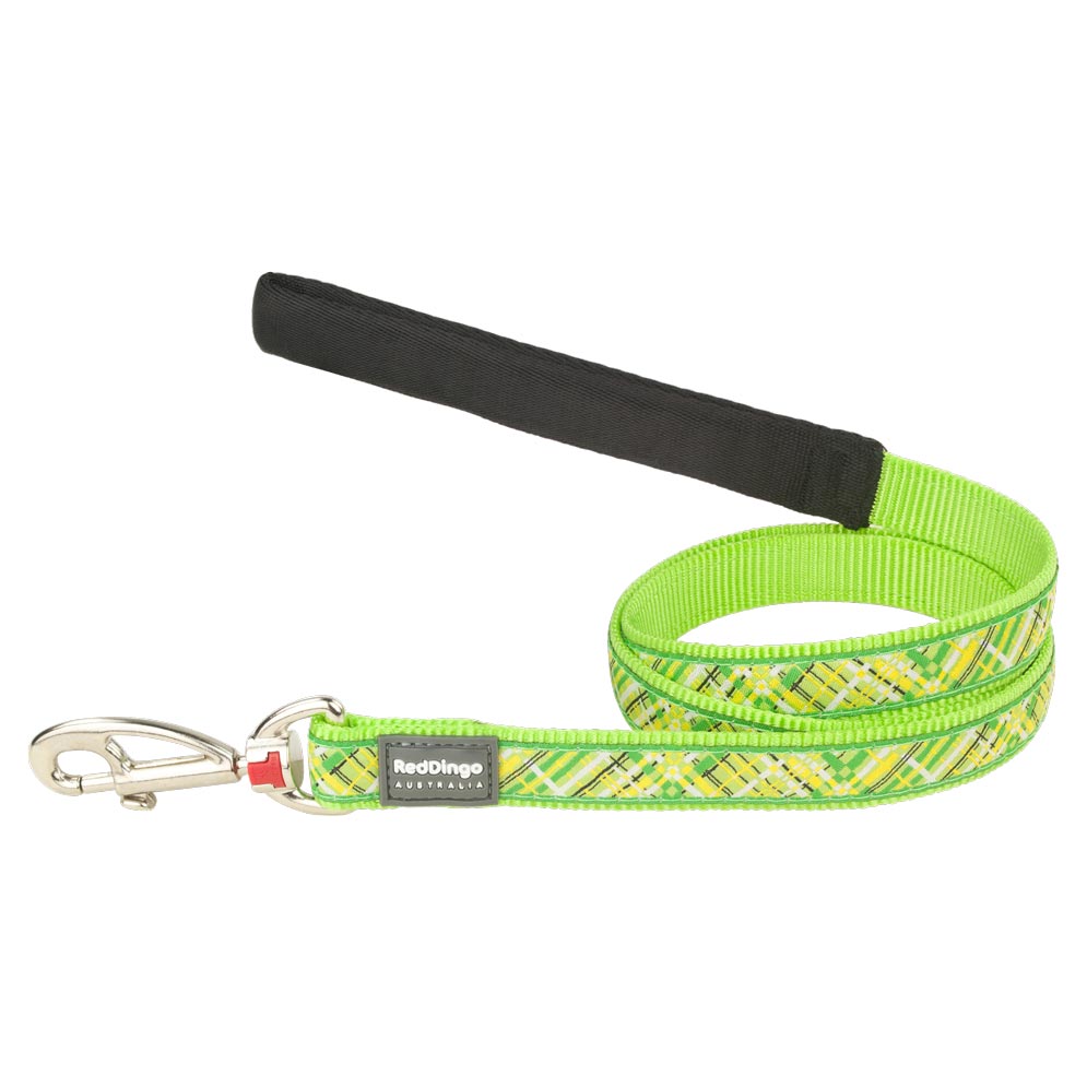 Dog Lead Flanno Lime Green
