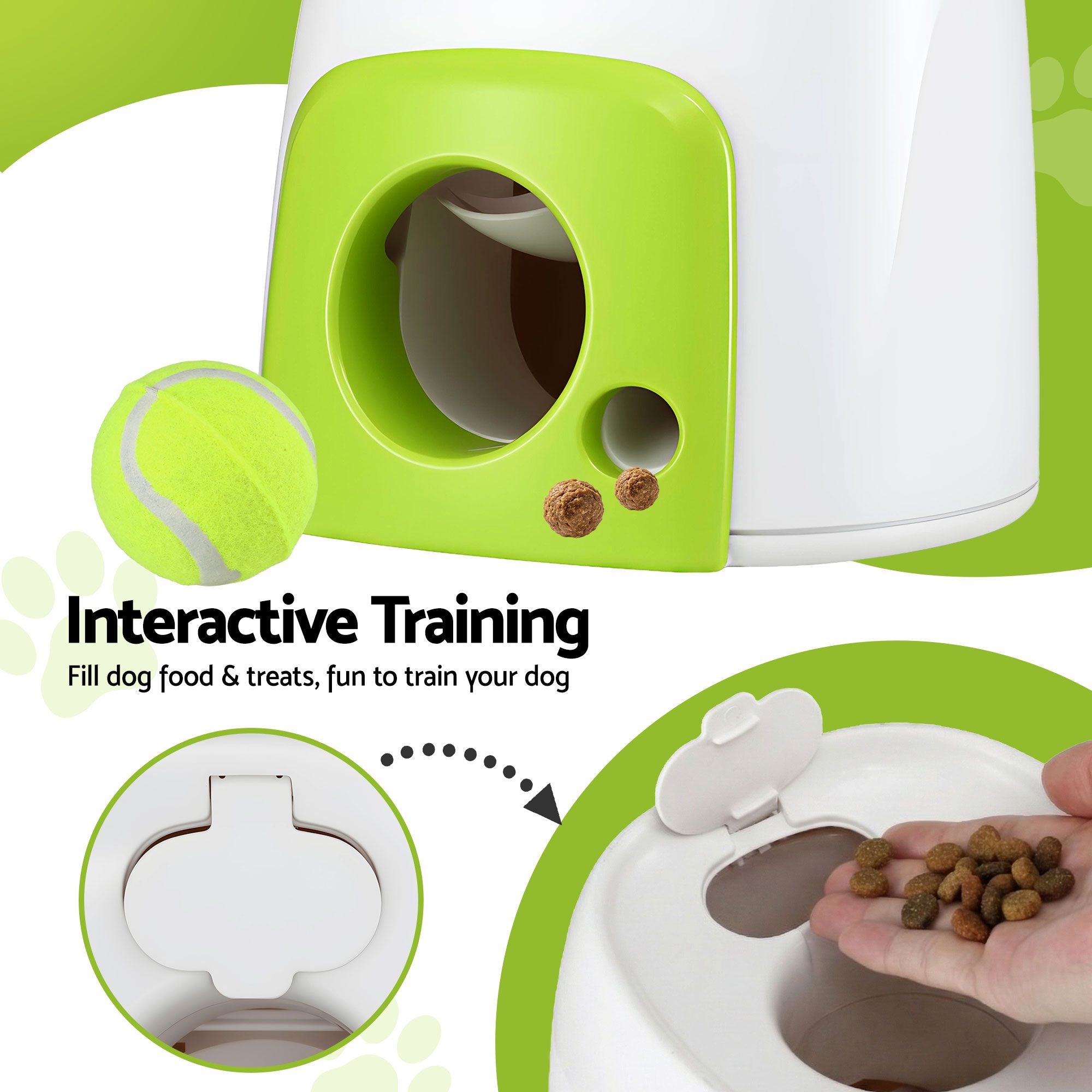 i.Pet 2-in-1 Interactive Dog Treat Dispenser Toy with 2 Balls Green
