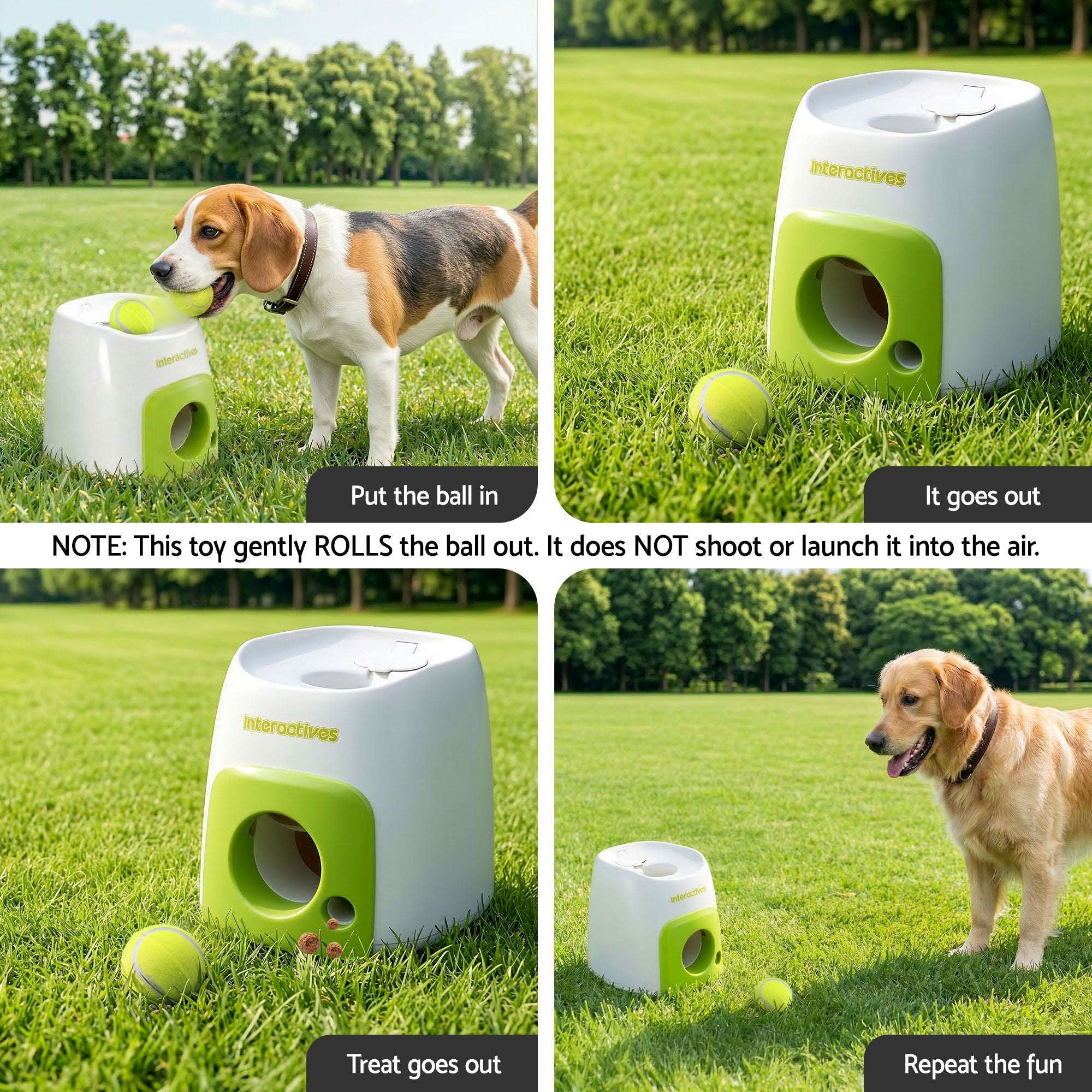 i.Pet 2-in-1 Interactive Dog Treat Dispenser Toy with 2 Balls Green