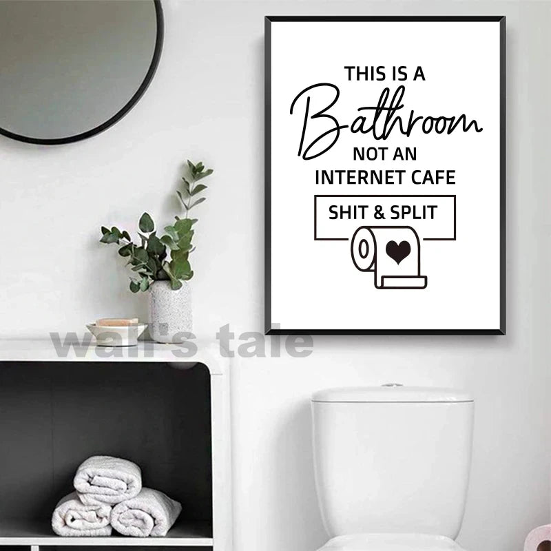 Funny Bathroom Wall Art Prints Black and White Minimalist Toilet Posters Canvas Painting Bathroom Wall Decoration Pictures