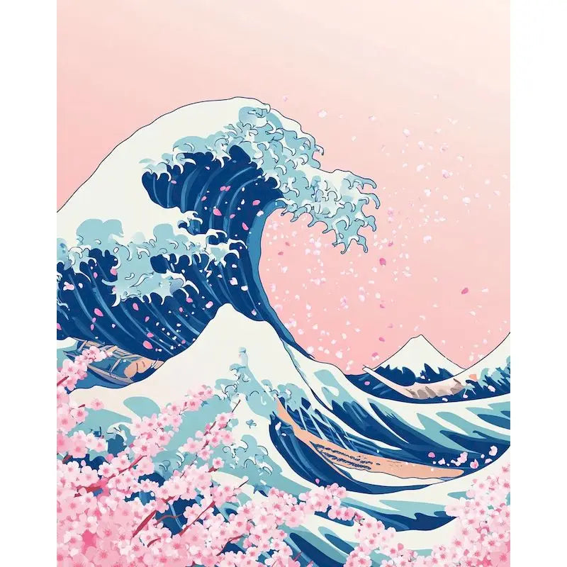 Genie Canvas - Scenery Painting By Numbers Oil HandPainted Acrylic Paint Sakura Pagoda Home Decors Adults Crafts On Canvas DIY Gift