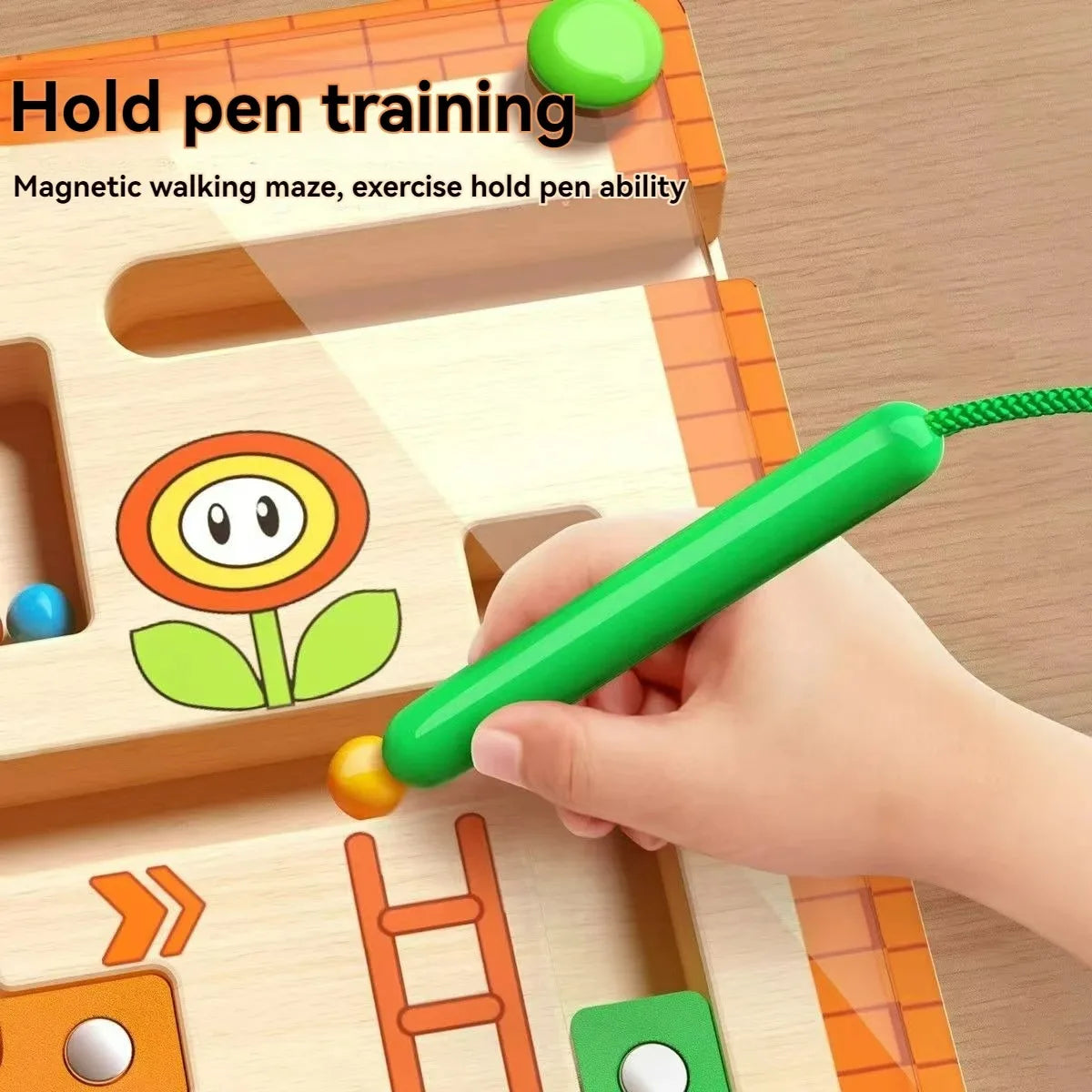 Magnetic Maze 2-in-1 STEM Toy for Ages 3-6, Color - Light Yellow. Develops Fine Motor Skills & Concentration