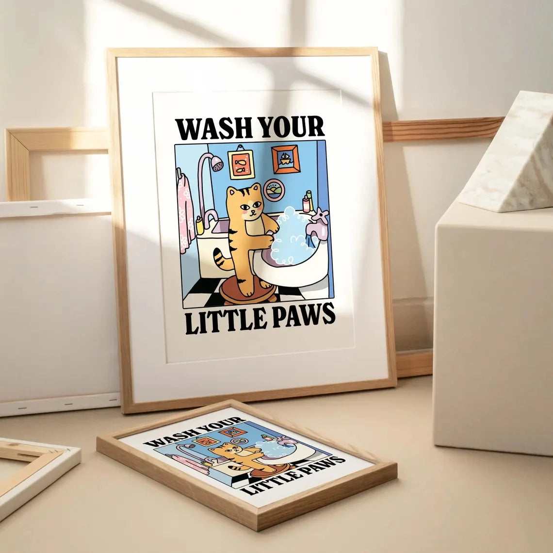 Wash Your Plttle Paws Bathroom Black Cat Wall Art Prints Canvas Painting Poster Picture For Living Bed Room Home Decor