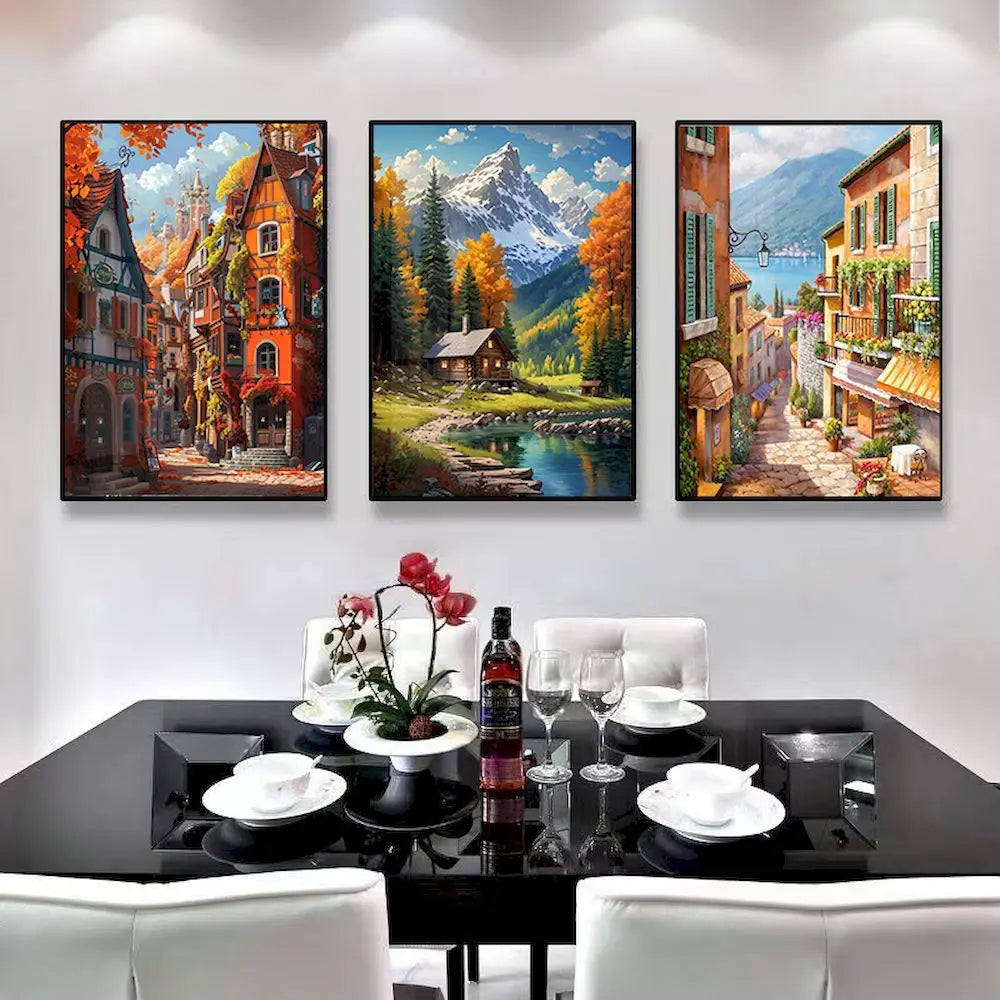 Genie Canvas - PhotoCustom City Oil Painting By Numbers Scenery Adults DIY Kits Paint By Numbers On Canvas Landscape Frameless Home Decoration