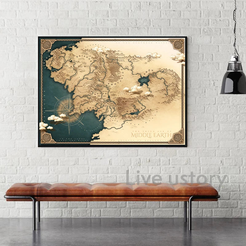 Tolkien Wall Art Canvas Painting Middle Earth Landscape LOTR Posters and Prints Wall Pictures Travel Gift Living Room Home Decor