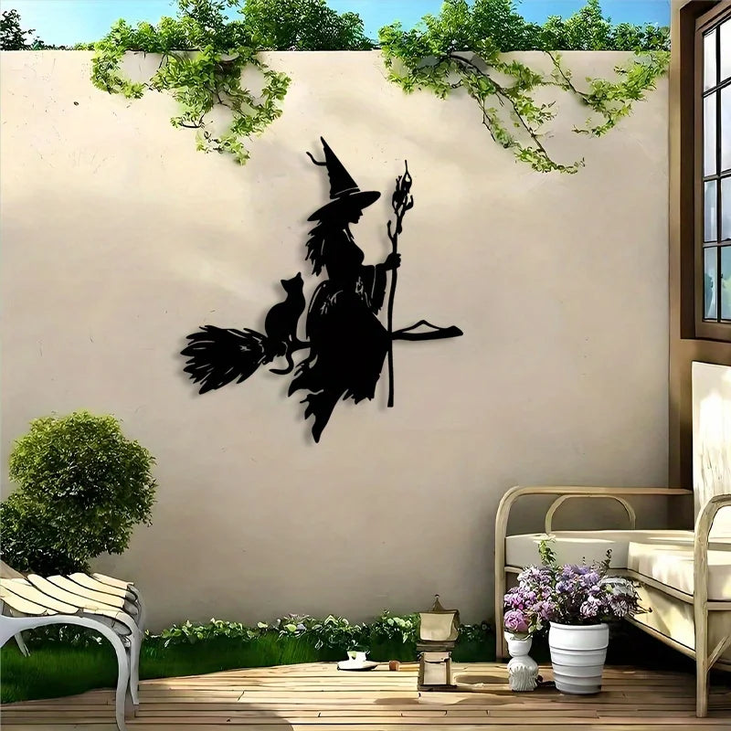 2D Flat Halloween Witch Wall Decor, Festive Party Home Accent