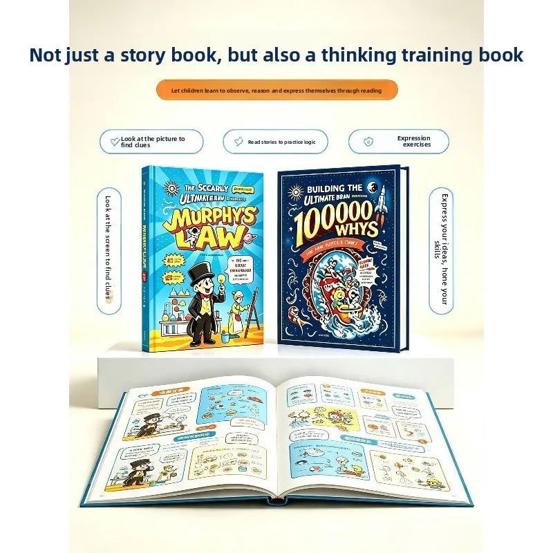 Kids Popular Science 2-Book Set: Funny Comic & 100,000 Whys Storybook, Hardcover Educational Children Extracurricular Gift