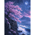Genie Canvas - Scenery Painting By Numbers Oil HandPainted Acrylic Paint Sakura Pagoda Home Decors Adults Crafts On Canvas DIY Gift