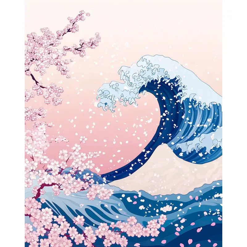 Genie Canvas - Scenery Painting By Numbers Oil HandPainted Acrylic Paint Sakura Pagoda Home Decors Adults Crafts On Canvas DIY Gift