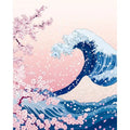 Genie Canvas - Scenery Painting By Numbers Oil HandPainted Acrylic Paint Sakura Pagoda Home Decors Adults Crafts On Canvas DIY Gift