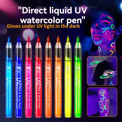 8-Colour Neon UV Fluorescent Paint Pen Set