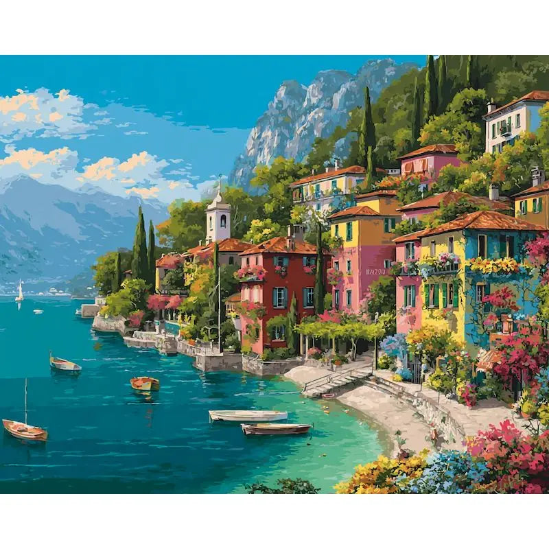 Landscape - Paint By Numbers Handiwork Art Picture On Numbers  - 40x50cm Town - Crafts Gift Gift Picture With Numbers