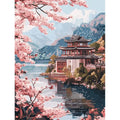 Genie Canvas - Scenery Painting By Numbers Oil HandPainted Acrylic Paint Sakura Pagoda Home Decors Adults Crafts On Canvas DIY Gift