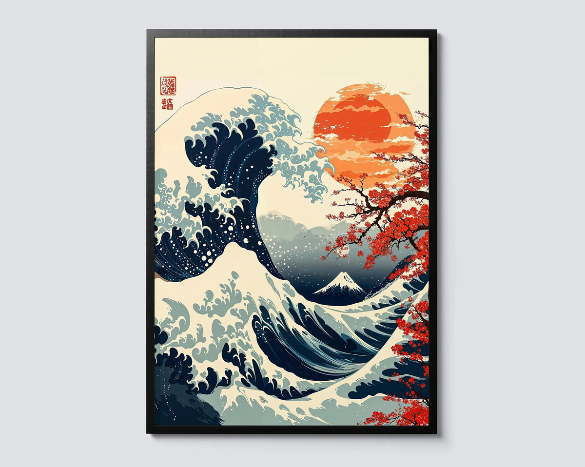 1 Wave Landscape Japanese Wall Art Poster Mount Fuji Sunrise Wave Canvas Print For Modern Living Room Home Decor  Poster Canvas