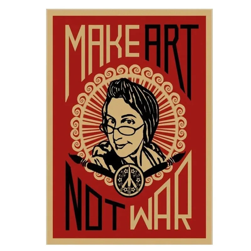 Retro Make Art Not War Wall Art Prints Canvas Painting Shepard Fairey Vintage Poster Wall Picture for Room Interior Decor