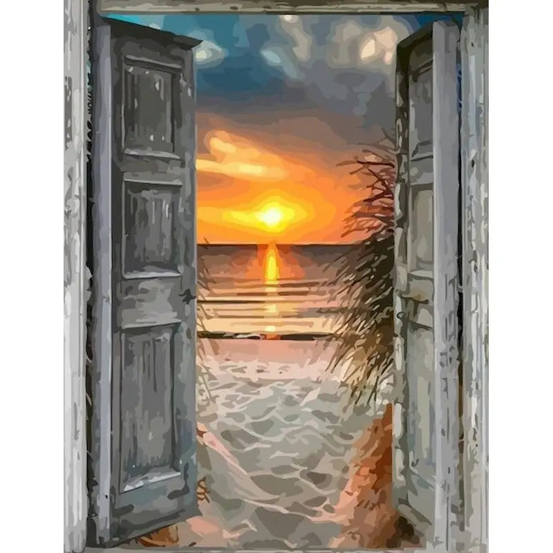 Genie Canvas - PhotoCustom City Oil Painting By Numbers Scenery Adults DIY Kits Paint By Numbers On Canvas Landscape Frameless Home Decoration