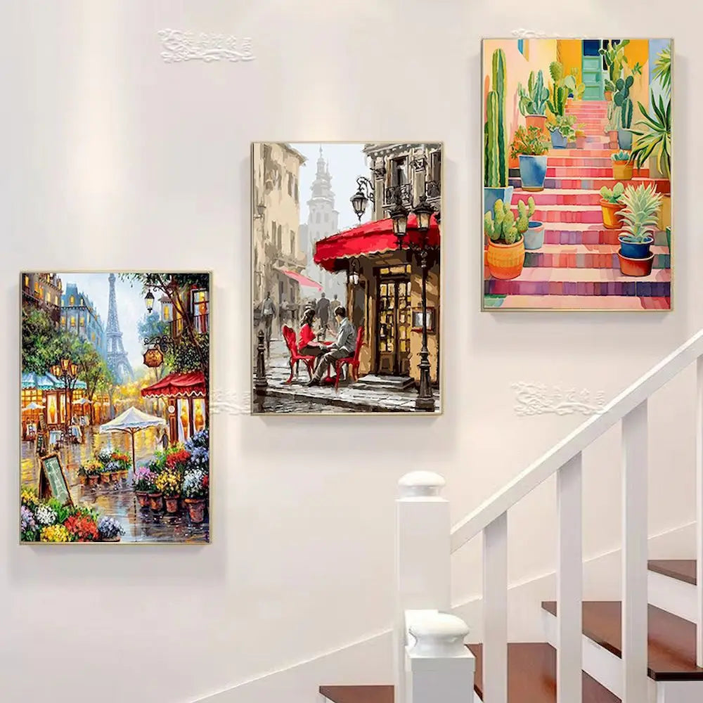 Genie Canvas - PhotoCustom City Oil Painting By Numbers Scenery Adults DIY Kits Paint By Numbers On Canvas Landscape Frameless Home Decoration