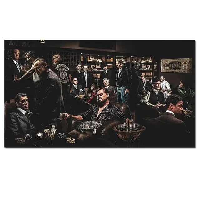 AA Vintage Wall , American Black Card The Wolf of Wall Street, Canvas Printed Poster, Home Living Room Bedroom Decoration