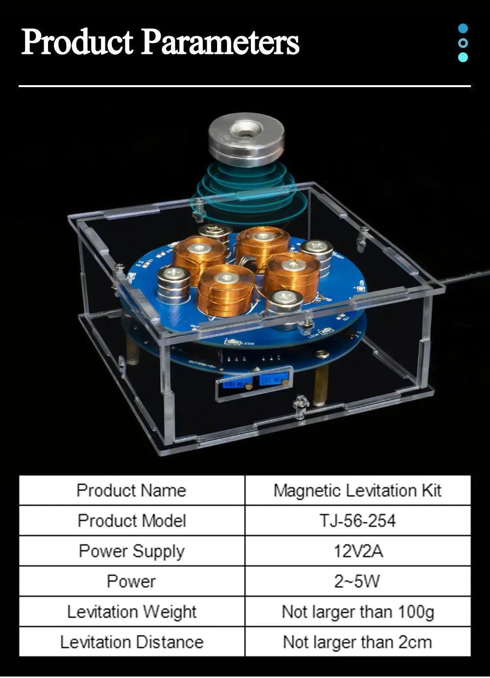 DIY Magnetic Levitation Kit Experiment PCB Soldering Project Practice Solder Assembly Magnet DIY Electronic Kit 2-5W 150G Load