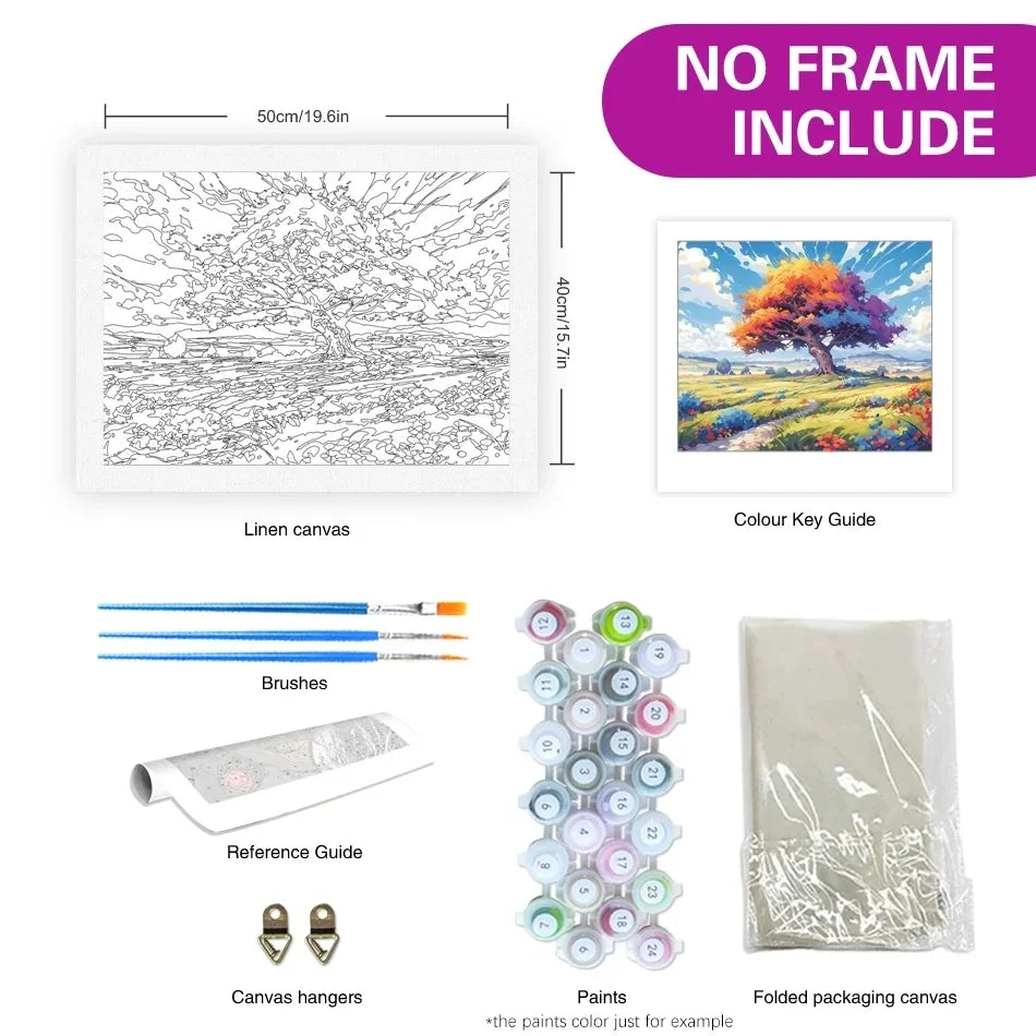 Genie Canvas - Frame Illustration Picture Diy Painting By Numbers For Adults Kits Sunset Acrylic Paint On Canvas For Home Decors Diy Gi