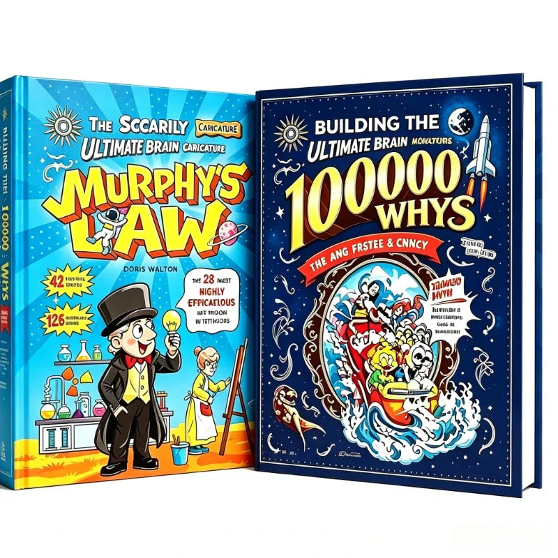 Kids Popular Science 2-Book Set: Funny Comic & 100,000 Whys Storybook, Hardcover Educational Children Extracurricular Gift
