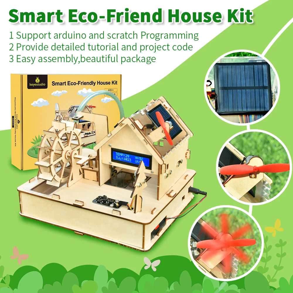 Keyestudio Smart Eco-Friendly House Starter Kit For Arduino Support C++ Programming  Learning Diy Electronic Kit