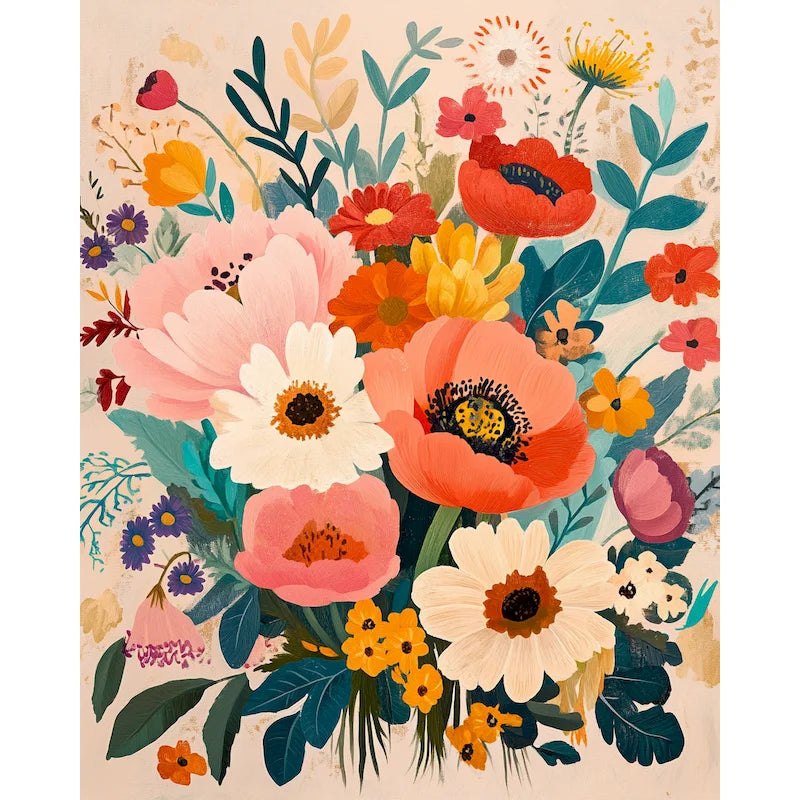 Genie Canvas - Diy Picture Paint By Numbers For Adults Flowers Painting By Numbers Handmade Wall Art For Adults Home Decor
