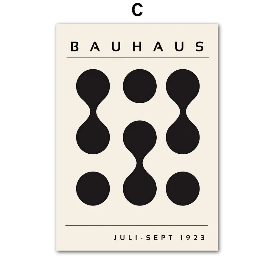 Bauhaus Wall Art Mid Century Modern Abstract Geometric Canvas Print Minimalist Black White Red Blue Posters Bedroom Office Decor