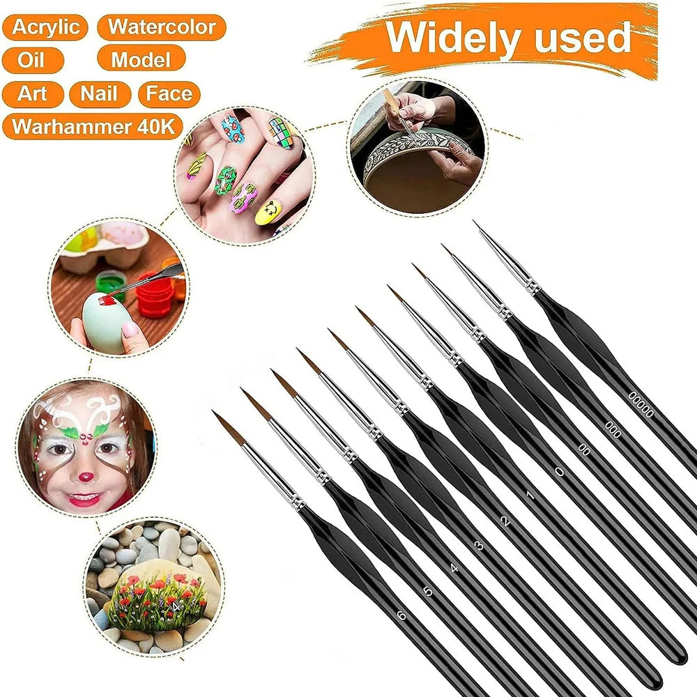 10/20 Pieces Fine Detail Paint Brush Miniature Painting Brushes Kit Mini Paints Brush for Acrylic, Watercolor, Oil, Face, Nail
