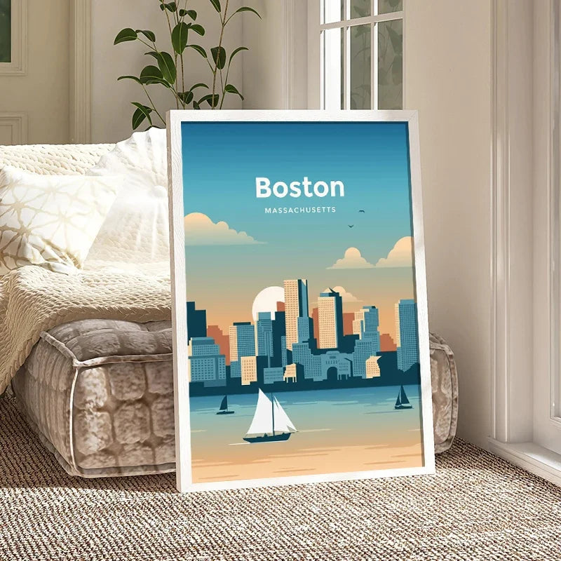World City Travel Paris Venice Sydney Dubai Boston London Amsterdam Wall Art Canvas Painting Posters Prints Wall For Room Decor