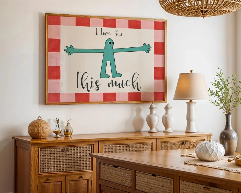 I Love You This Much Wall Art Canvas Prints Cute Valentine Illustration Romantic Love Poster Horizontal Wall Decor Lover's Gi
