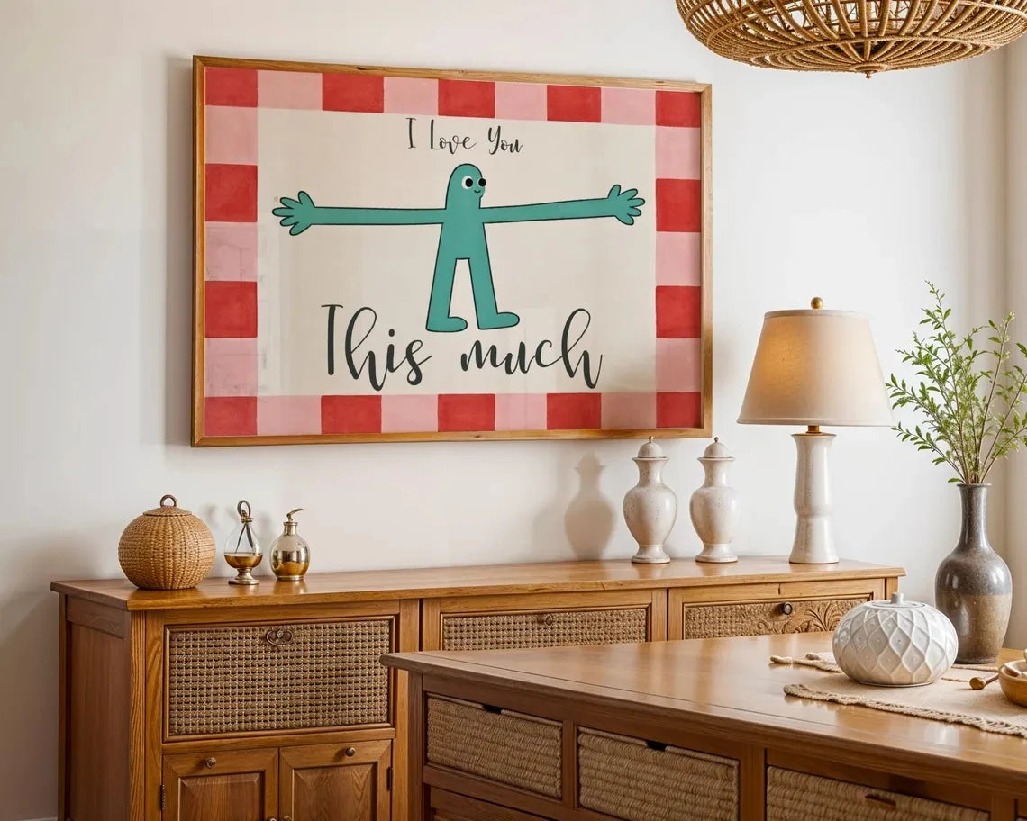 I Love You This Much Wall Art Canvas Prints Cute Valentine Illustration Romantic Love Poster Horizontal Wall Decor Lover's Gi