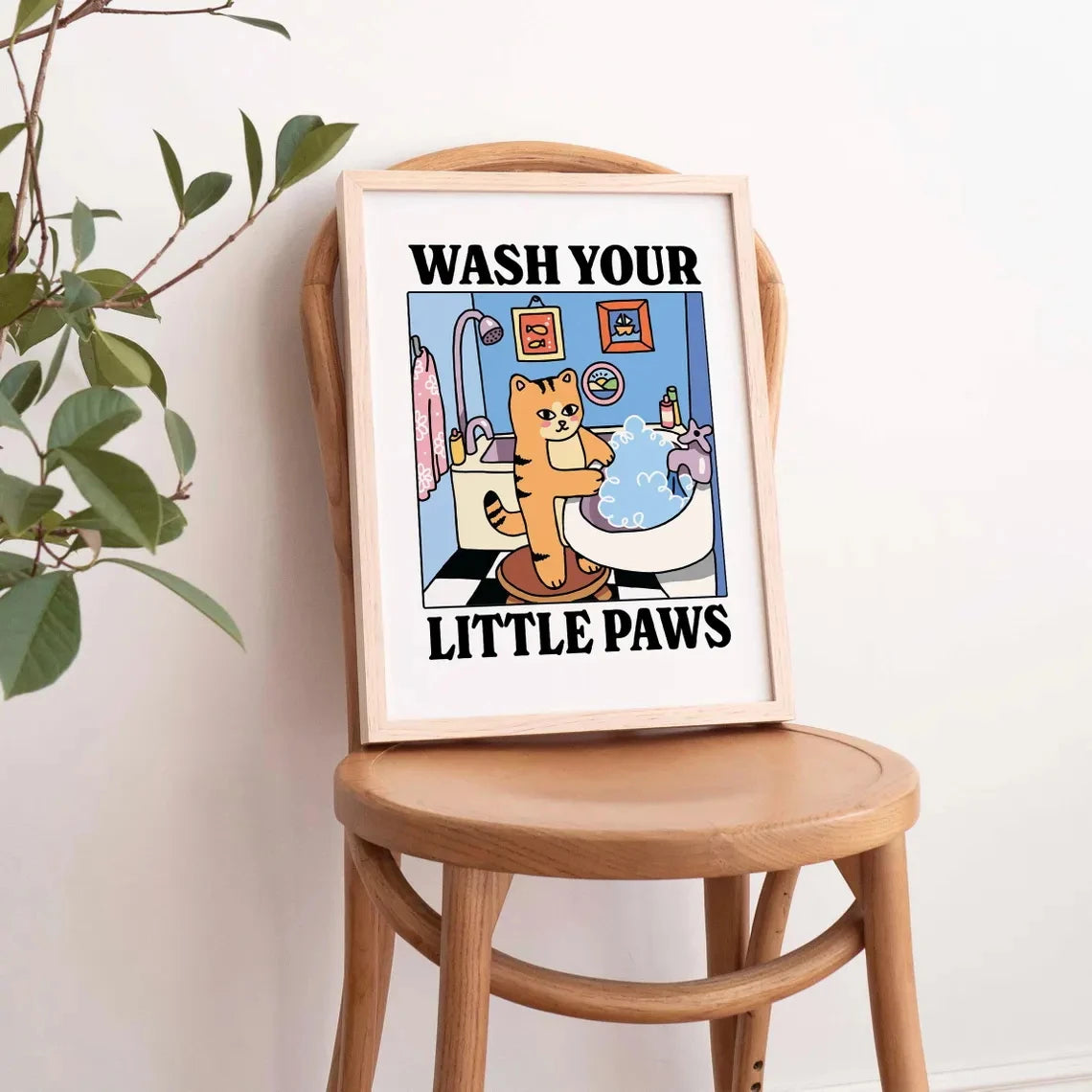 Wash Your Plttle Paws Bathroom Black Cat Wall Art Prints Canvas Painting Poster Picture For Living Bed Room Home Decor