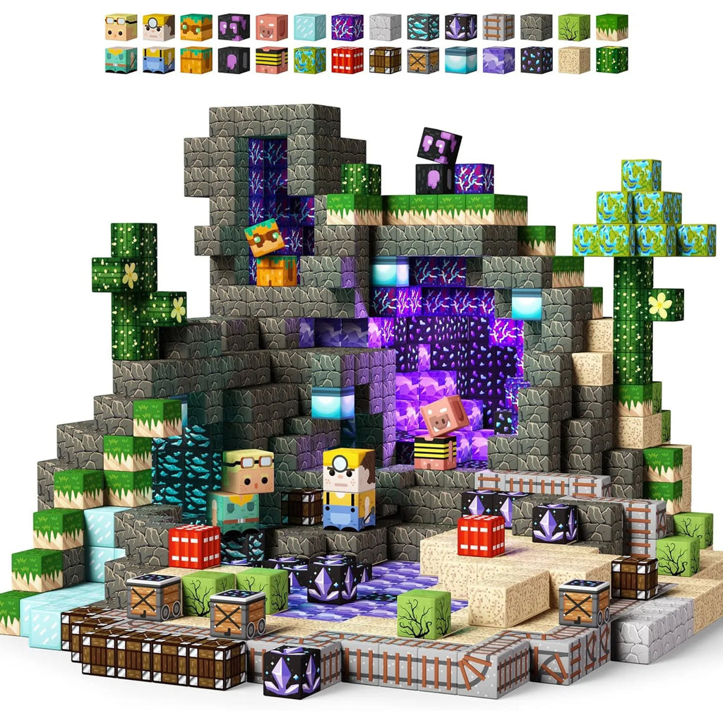 Magnetic Building Blocks - Mine Craft World - Midnight Bear