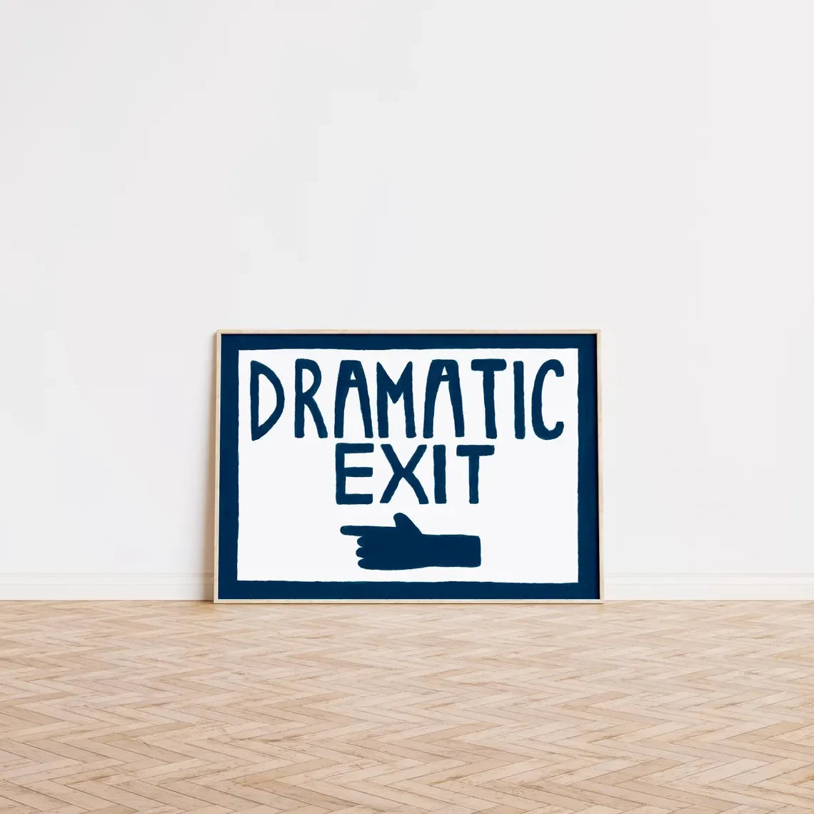 Retro Wall Art, Funny Hallway Print, Landscape Poster, LEFT HAND Dramatic Exit Print, Mid Century Wall Art, Hand Painted Wall De
