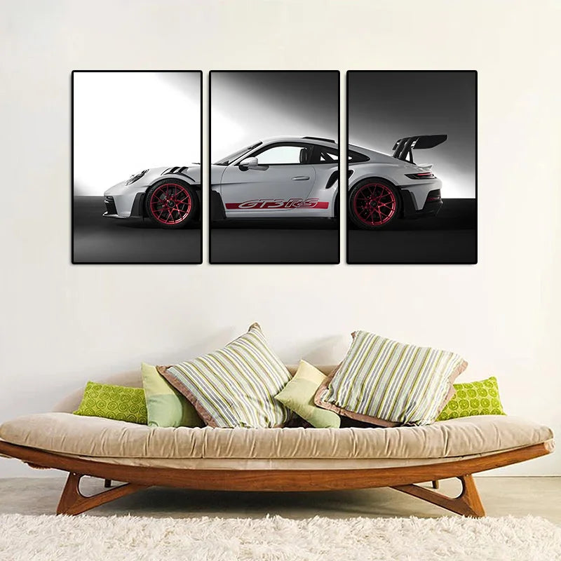 3Pcs Vintage Industrial Style Car Series Poster Gt3rs Art Poster Canvas Painting Wall Prints Picture Living Room Home Decor
