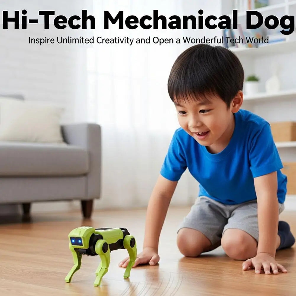 Kids DIY Assembly Electric Bionic Robot Dog Quadruped Mechanical Toy Educational Science Experiment Stem Kit