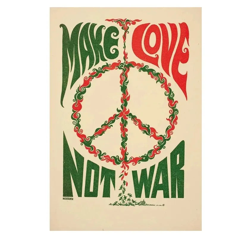 Retro Make Art Not War Wall Art Prints Canvas Painting Shepard Fairey Vintage Poster Wall Picture for Room Interior Decor