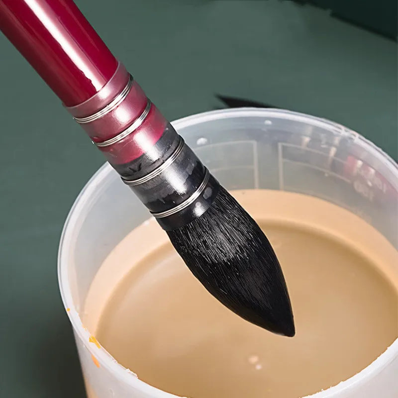 1pc Professional Round Mop French Style Watercolor Paint Brush Nylon Painting Brush for Acrylic Water Color Gouache Oil Painting
