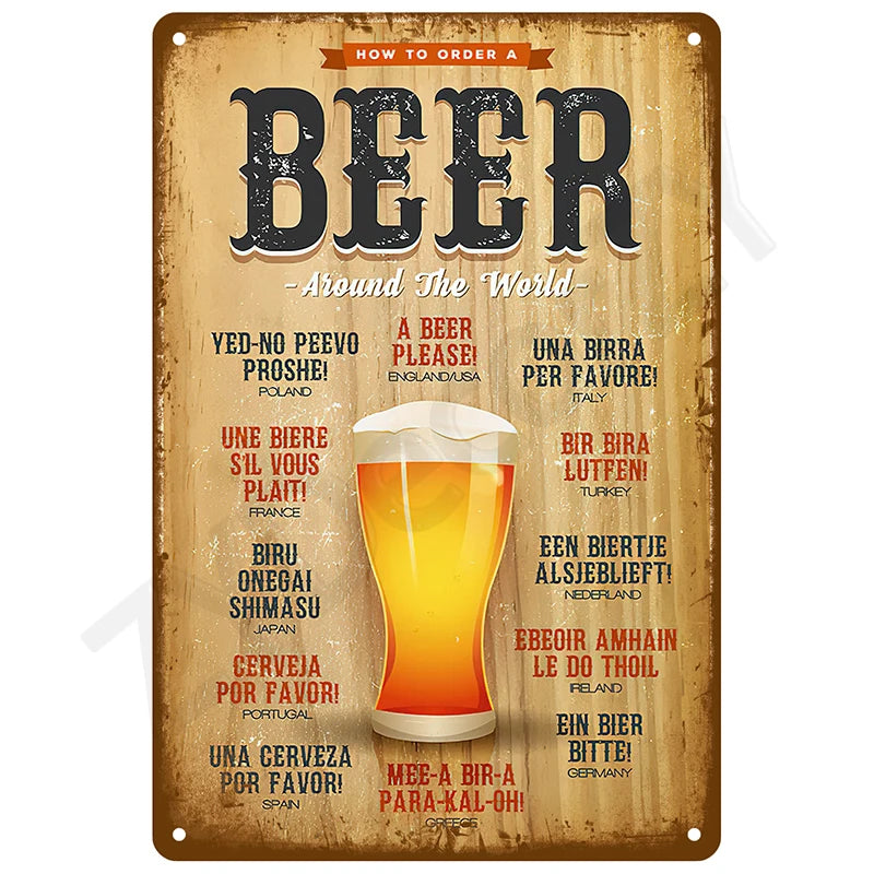 Retro Wall Art Mural Outdoor House Bathroom Home Room Decorations Decor Vintage Metal Signs Plates Tin Sign Posters Man Cave Bar