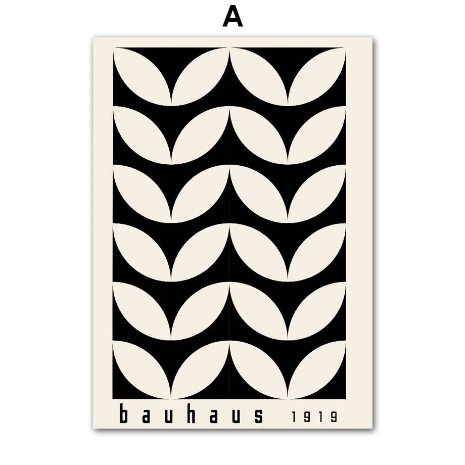 Bauhaus Wall Art Mid Century Modern Abstract Geometric Canvas Print Minimalist Black White Red Blue Posters Bedroom Office Decor
