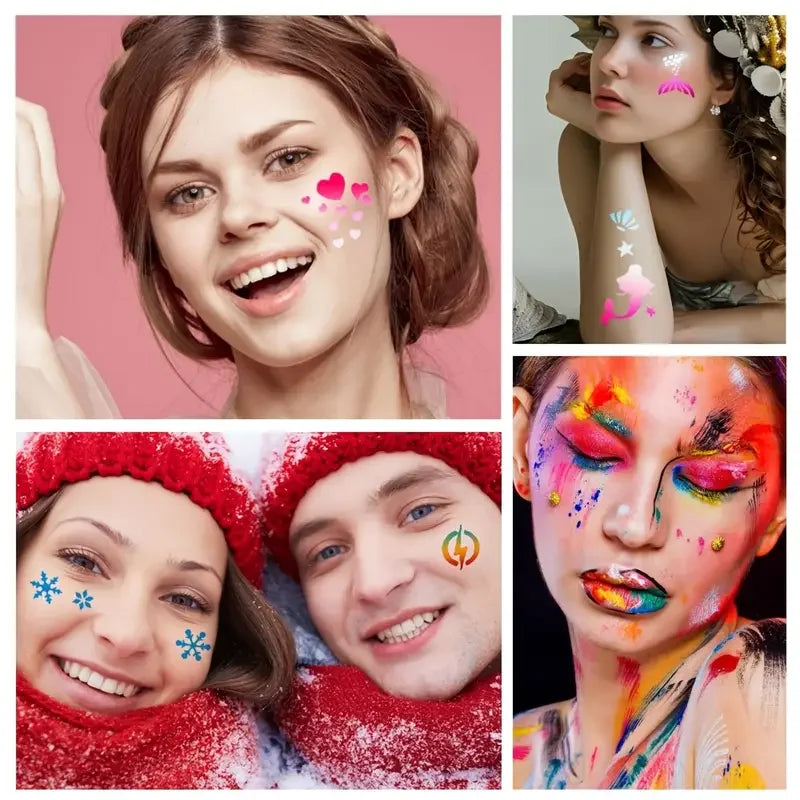Palette Rainbow Stripe Paint Set with Brushes, Water Based Dual-Tone Face and Body Paint Palette, Christmas Halloween  Cosplay