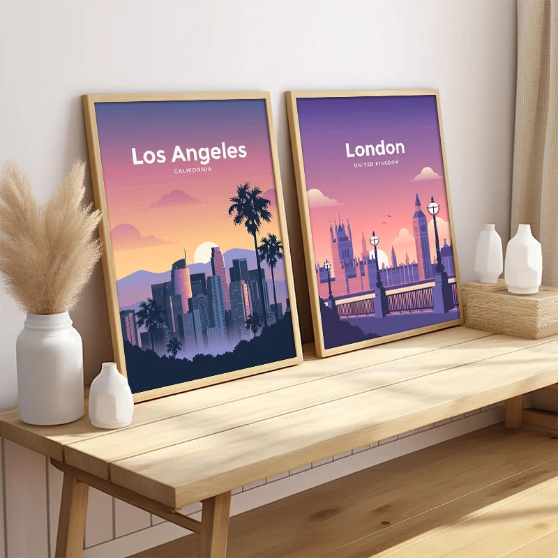 World City Travel Paris Venice Sydney Dubai Boston London Amsterdam Wall Art Canvas Painting Posters Prints Wall For Room Decor